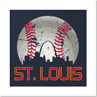 Vintage St.Louis Skyline Baseball Cardinal Party For Gameday Posters and Art